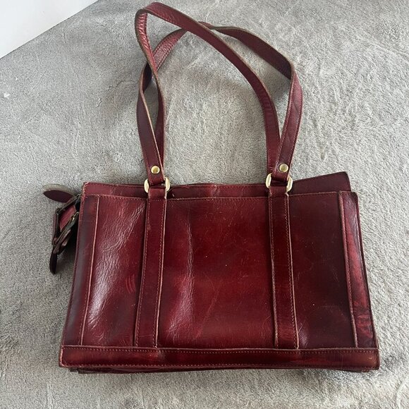 Merlot Leather Satchel Hand Bag - Picture 2 of 16